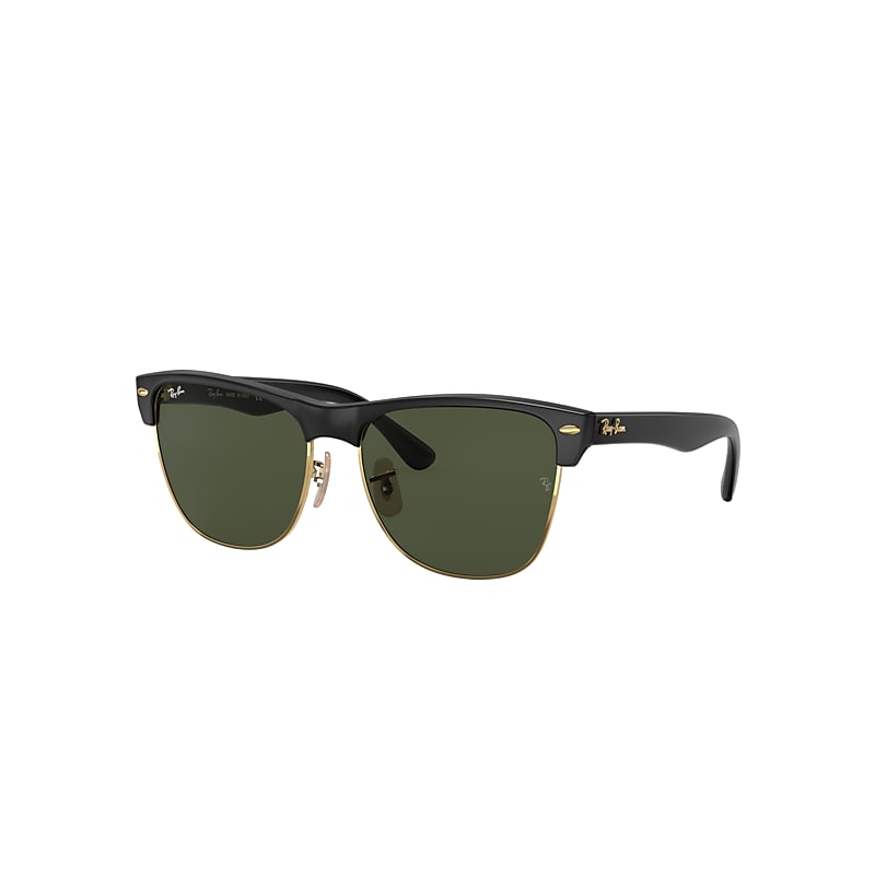 Ray-Ban Clubmaster Oversized Sunglasses Black Frame Green Lenses 57-16