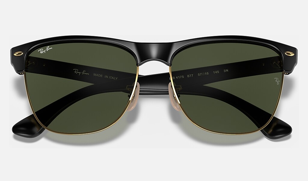 Clubmaster Oversized Sunglasses In Black And Green Ray Ban