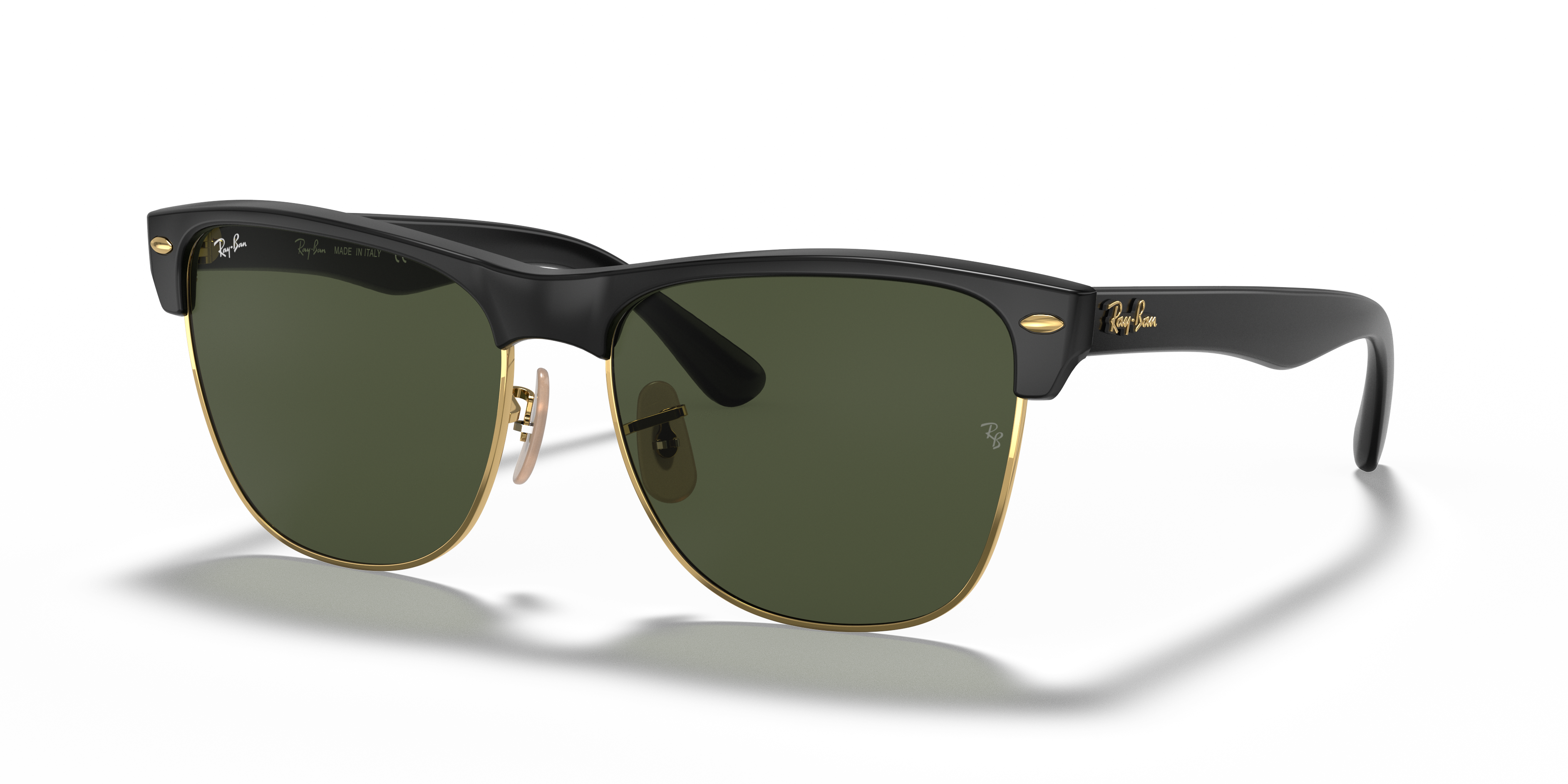 Clubmaster Oversized Sunglasses in Black On Gold and Green | Ray-Ban®