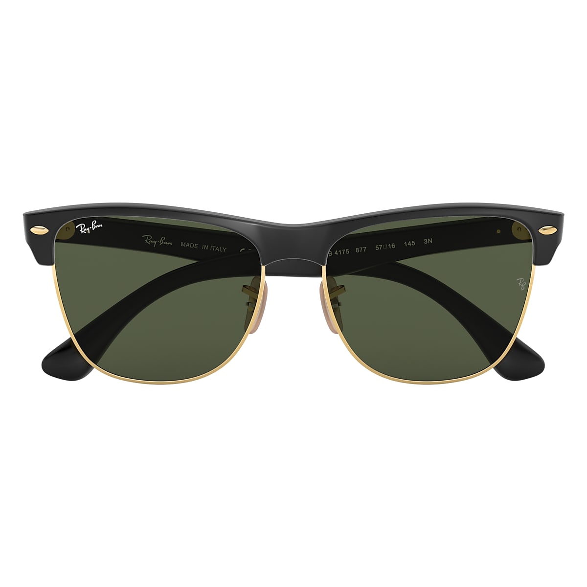 CLUBMASTER OVERSIZED Sunglasses in Black On Gold and Green - RB4175 | Ban®
