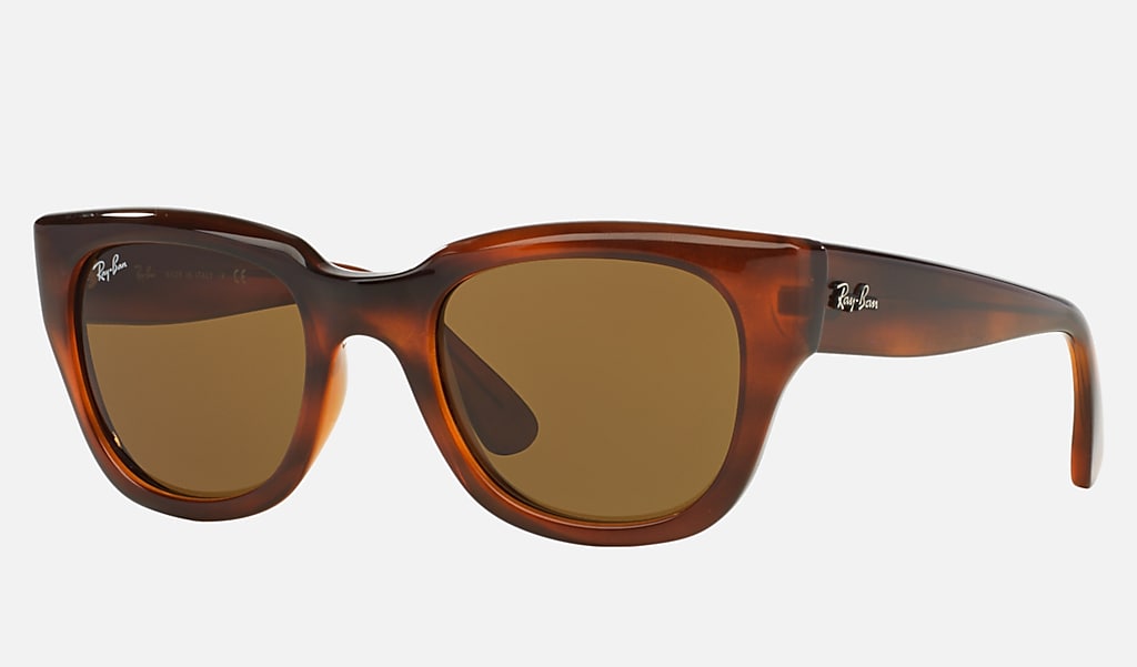 ketting Middel Grootte Rb4178 Sunglasses in Striped Red Havana and Dark Brown | Ray-Ban®