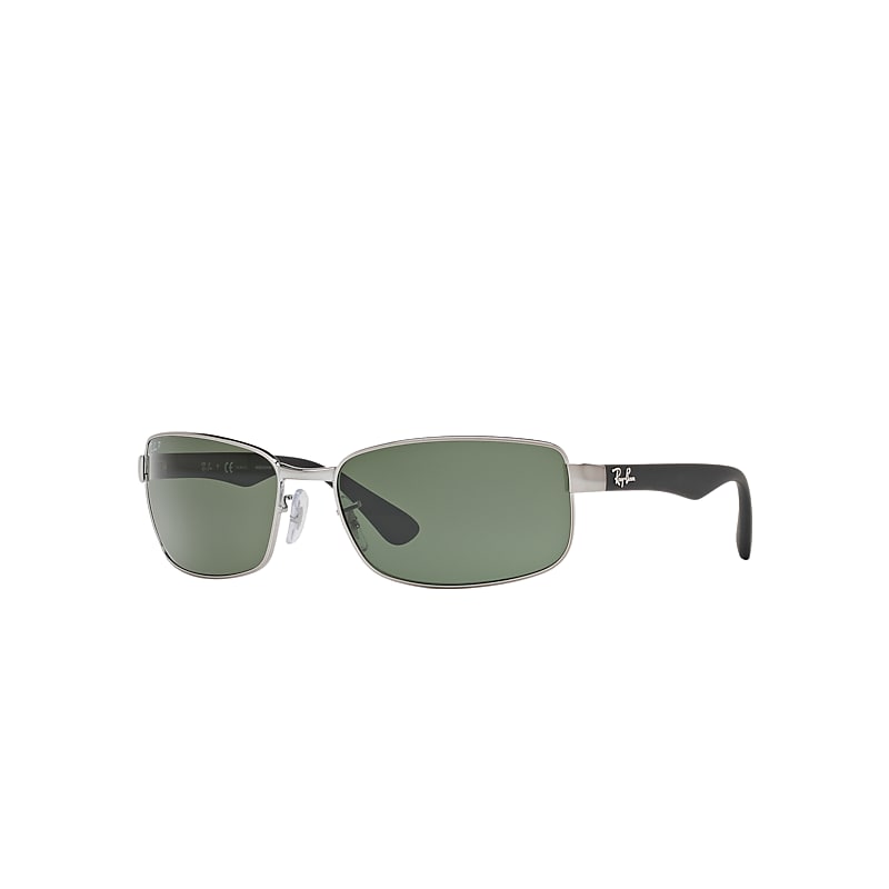 Ray-Ban Men's Aviator Gunmetal Green Polarized Sunglasses|grey