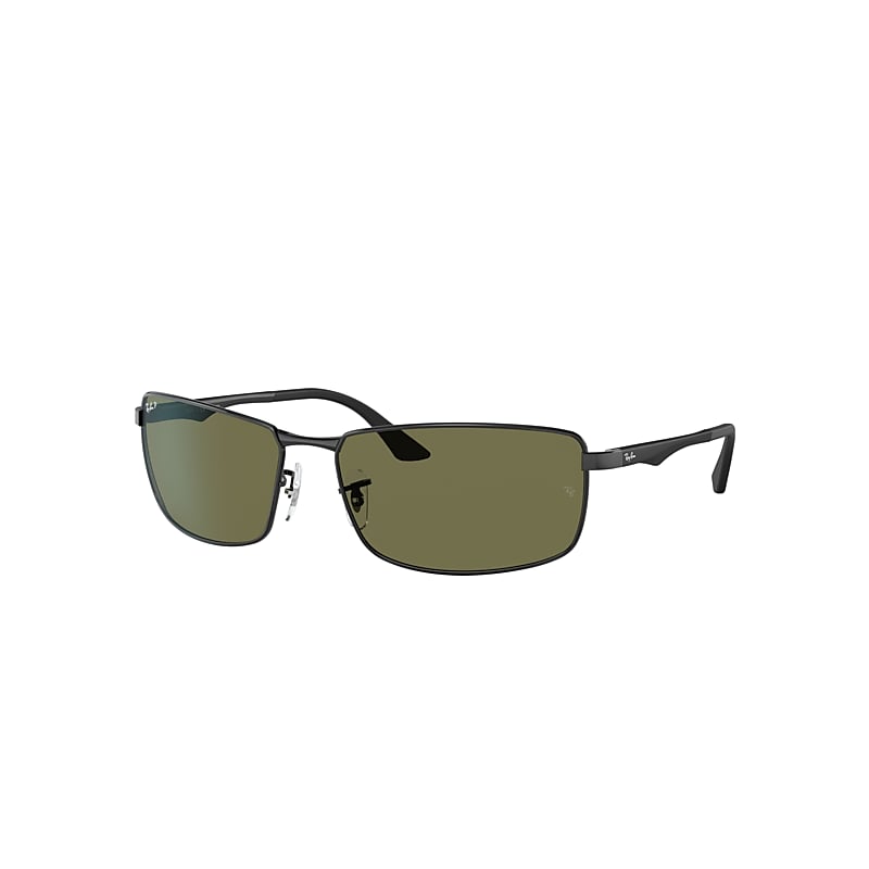Ray-Ban Rb3498 Sunglasses Black Frame Green Lenses Polarized 61-17