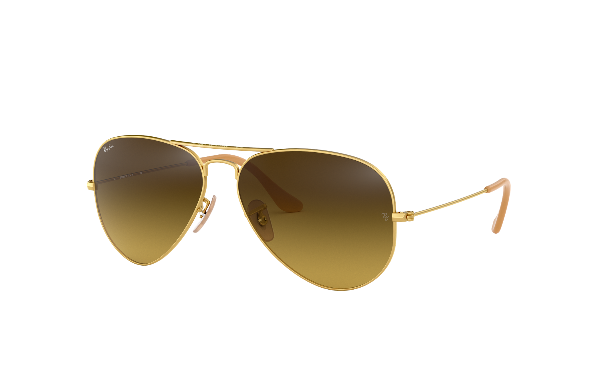 ray ban aviator large metal matte gold brown gradient