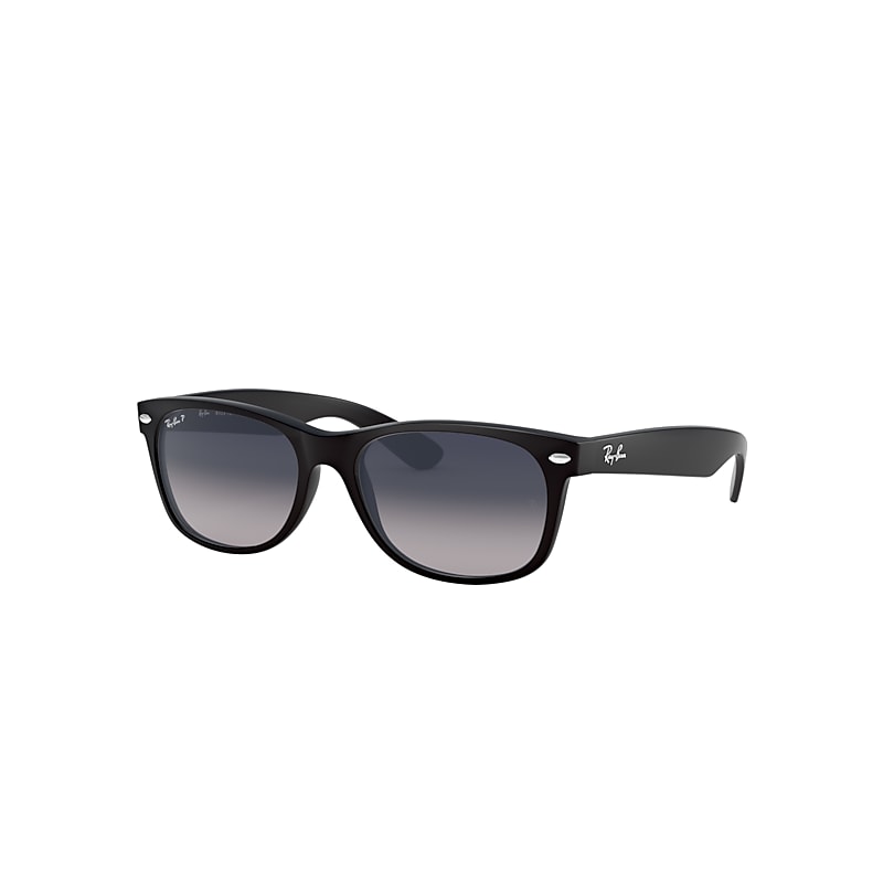 Ray-Ban New Wayfarer Classic Sunglasses Black Frame Blue Lenses Polarized 52-18