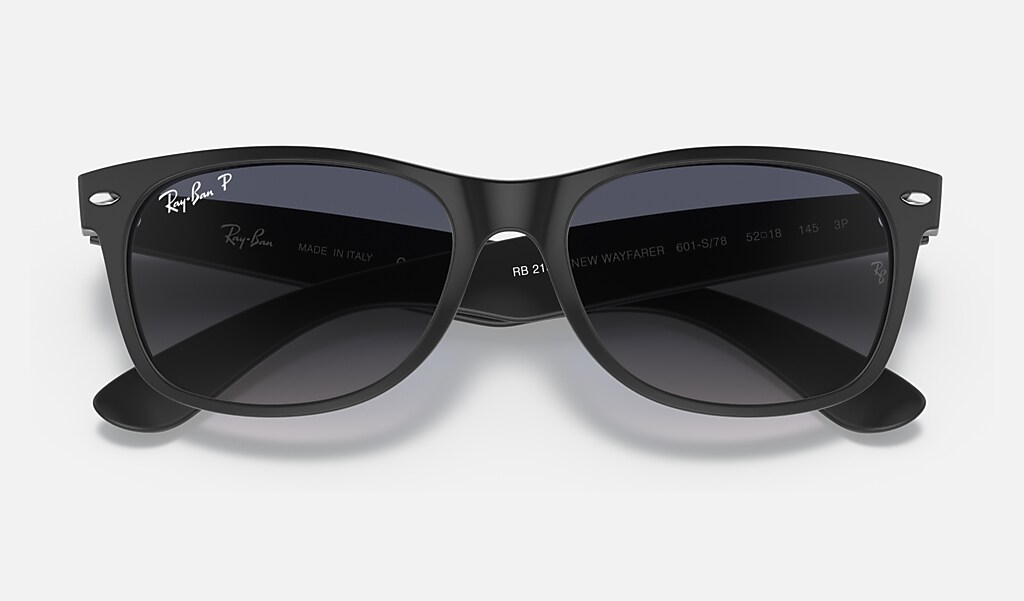New Wayfarer Classic Sunglasses In Black And Blue Grey Ray Ban