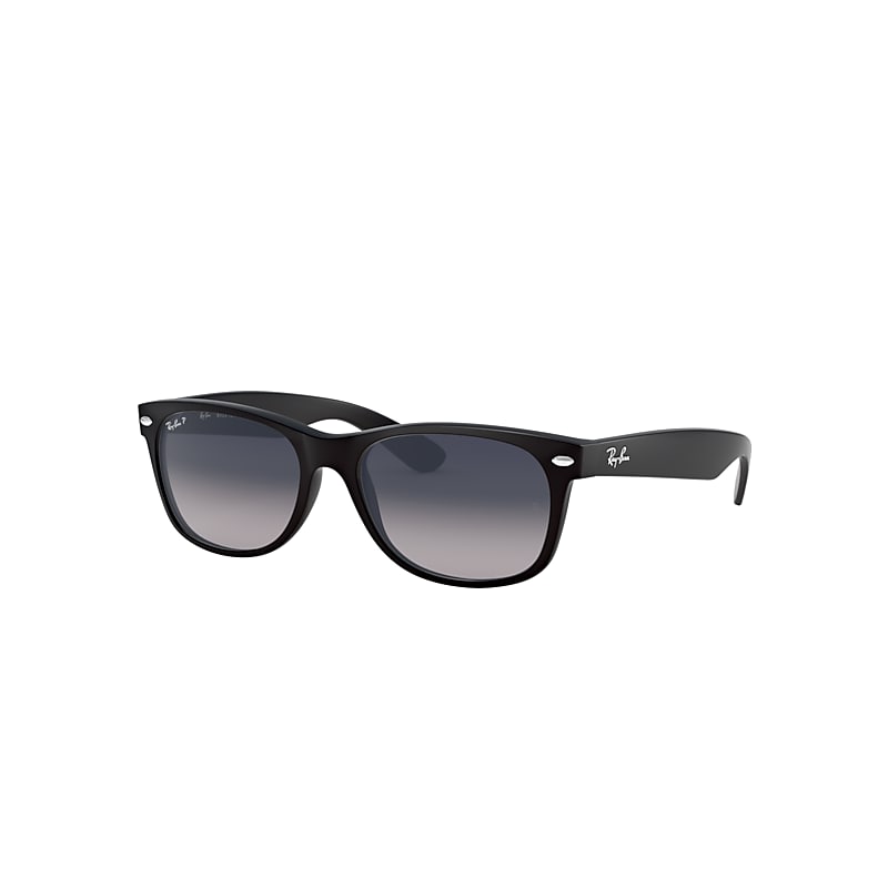 Ray-Ban New Wayfarer Classic Sunglasses Black Frame Blue Lenses Polarized 55-18
