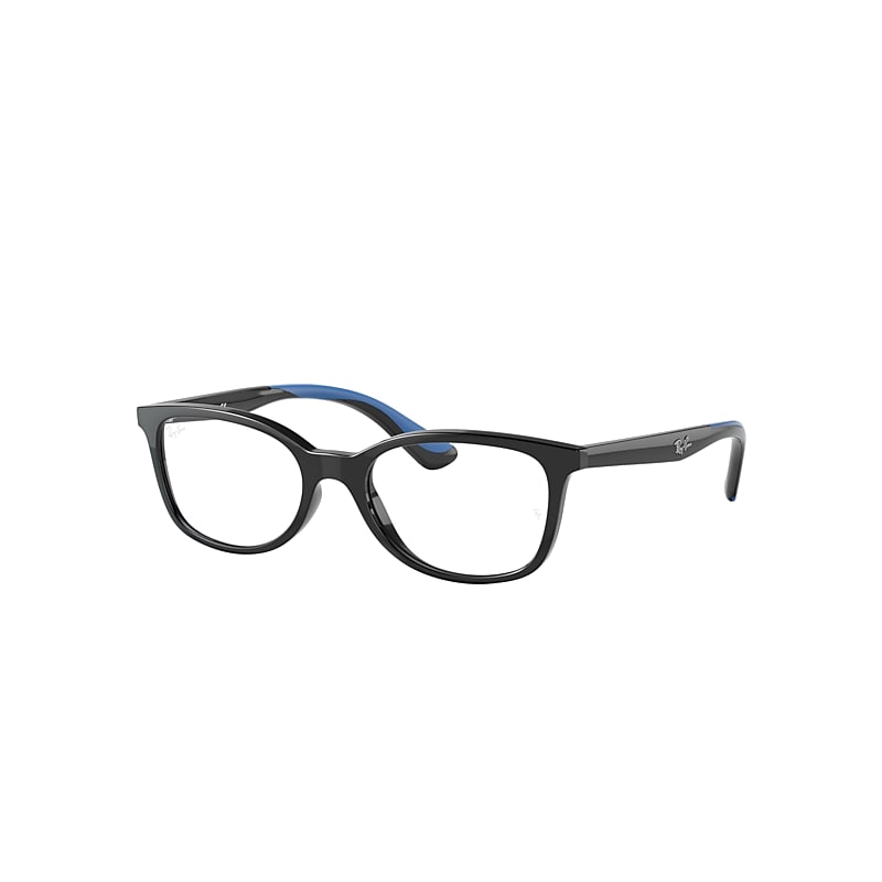 Ray-Ban Junior Rb1586 Optics Kids Eyeglasses Black On Light Blue Frame Clear Lenses Polarized 49-16
