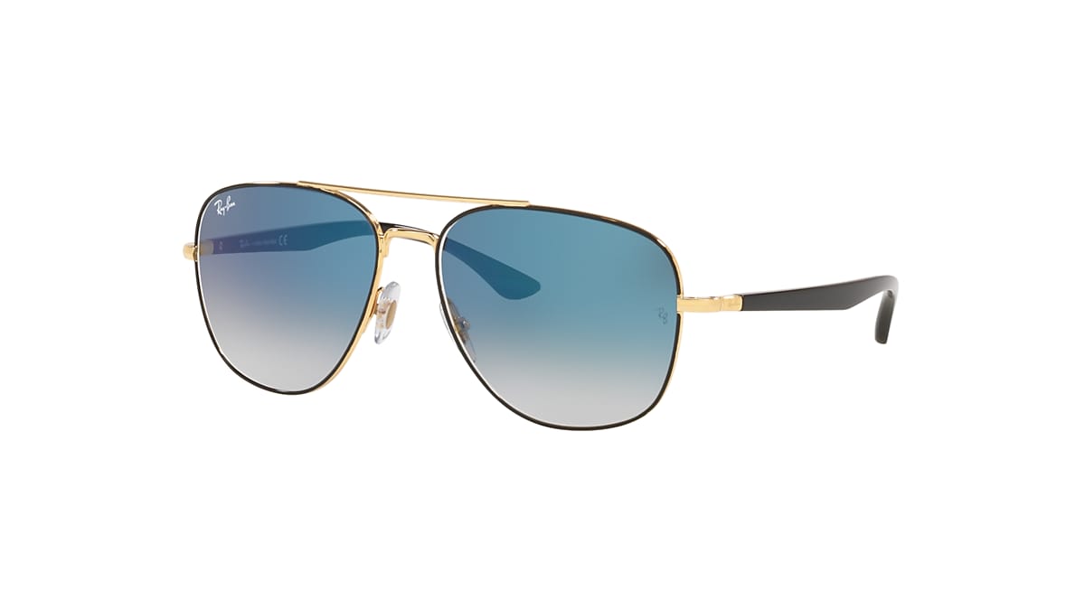 Óculos de Sol Ray-Ban RB3683L 90003F Preto On Lente Azul Degradê Tam 56