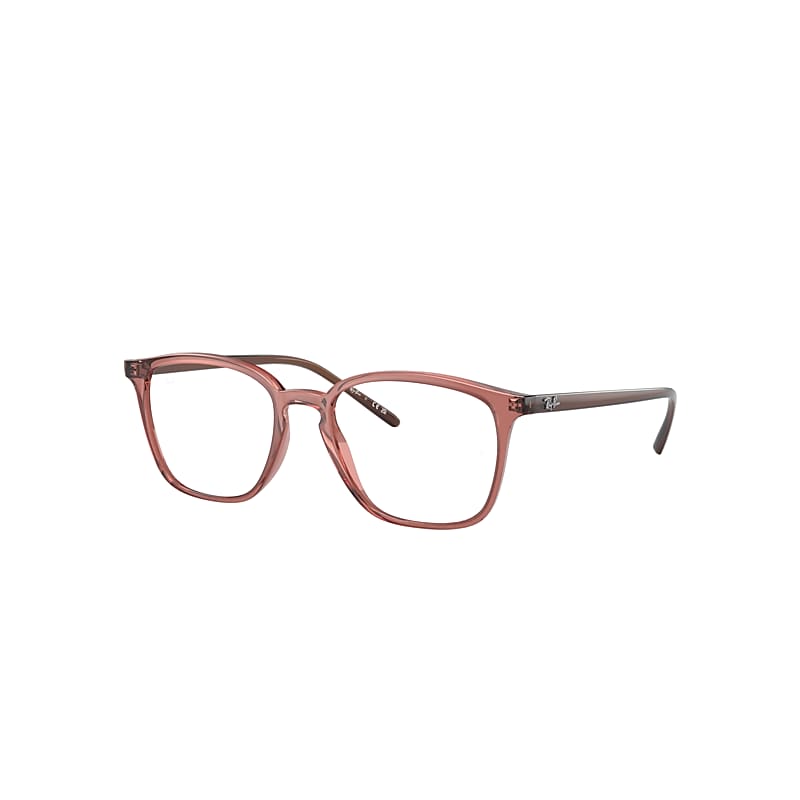 Ray-Ban Rb7185 Optics Eyeglasses Transparent Brown Frame Clear Lenses Polarized 50-18