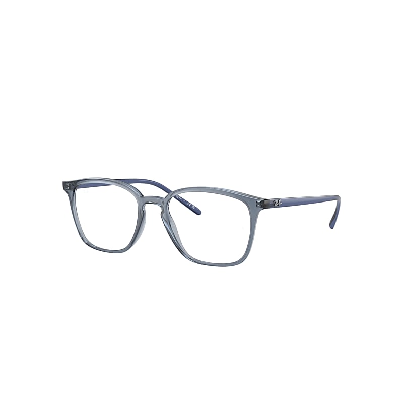 Ray-Ban Rb7185 Optics Eyeglasses Transparent Blue Frame Clear Lenses Polarized 52-18