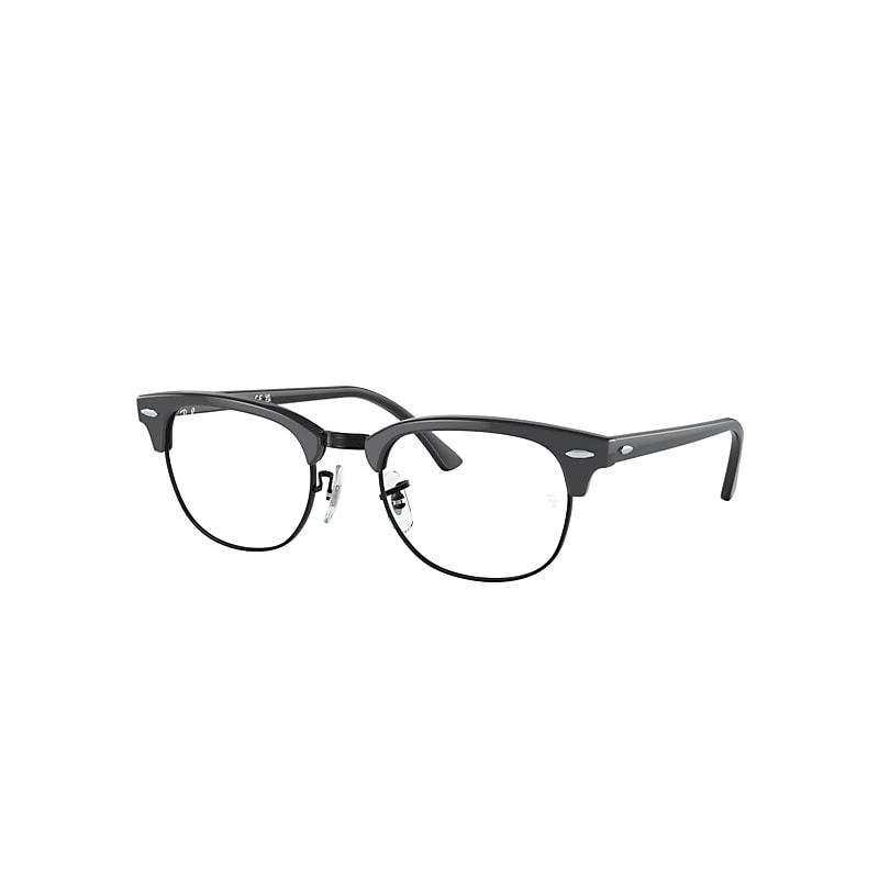 Ray-Ban Clubmaster Optics Eyeglasses Black Frame Clear Lenses Polarized 49-21