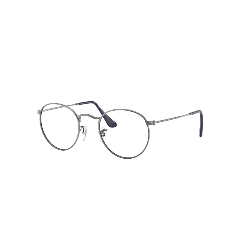 Ray-Ban Round Metal Optics Eyeglasses Gunmetal Frame Clear Lenses 50-21