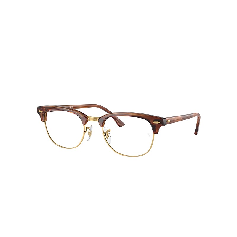 Ray Ban Eyeglasses Unisex Clubmaster Optics - Striped Brown Frame Clear Lenses Polarized 51-21 In Striped Brown