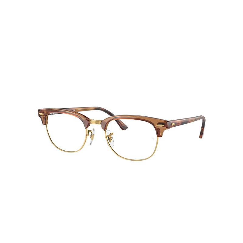 Shop Ray Ban Eyeglasses Unisex Clubmaster Optics Limited - Havana Brown Frame Clear Lenses Polarized 51-21