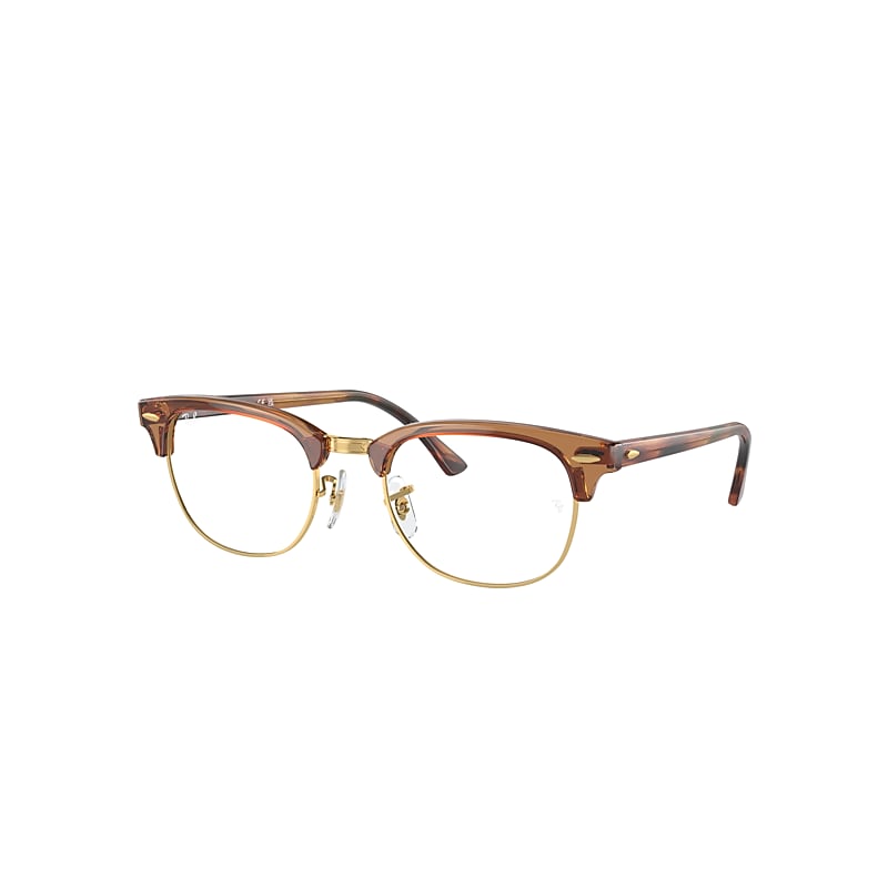 Shop Ray Ban Eyeglasses Unisex Clubmaster Optics Limited - Havana Brown Frame Clear Lenses Polarized 51-21