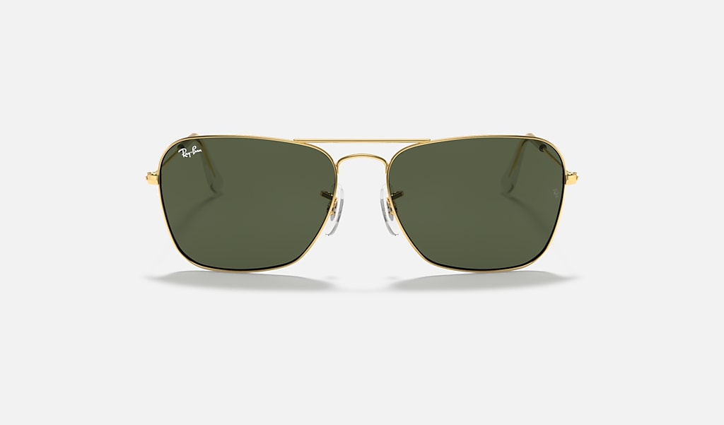 Caravan Sunglasses in Gold and Green | Ray-Ban®