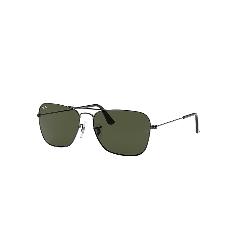 Ray-Ban Caravan Sunglasses Gunmetal Frame Green Lenses 55-15