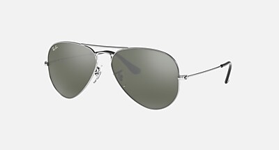 Silver Sunglasses in Dark Grey and AVIATOR MIRROR - RB3025