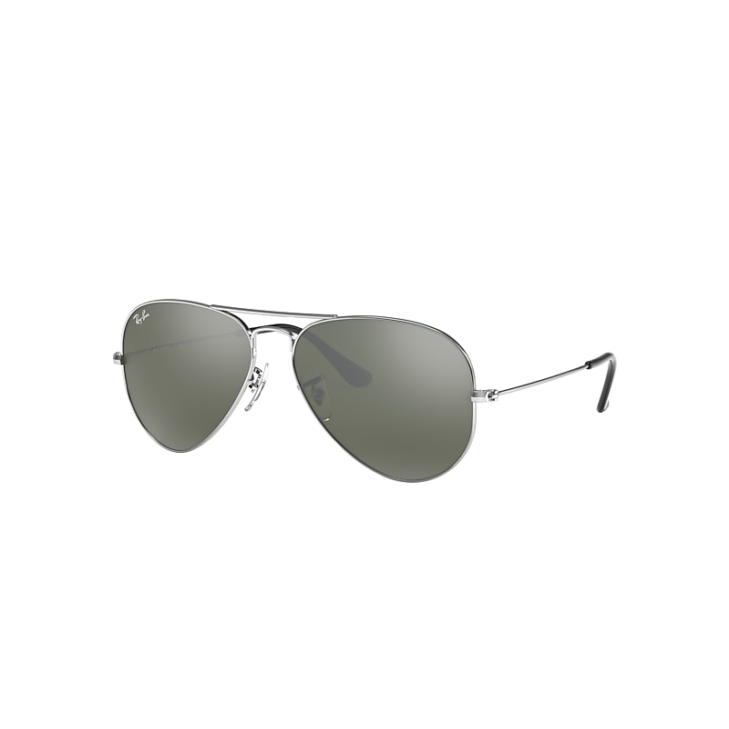 Ray-Ban Aviator Mirror Sunglasses Silver Frame Silver Lenses 55-14