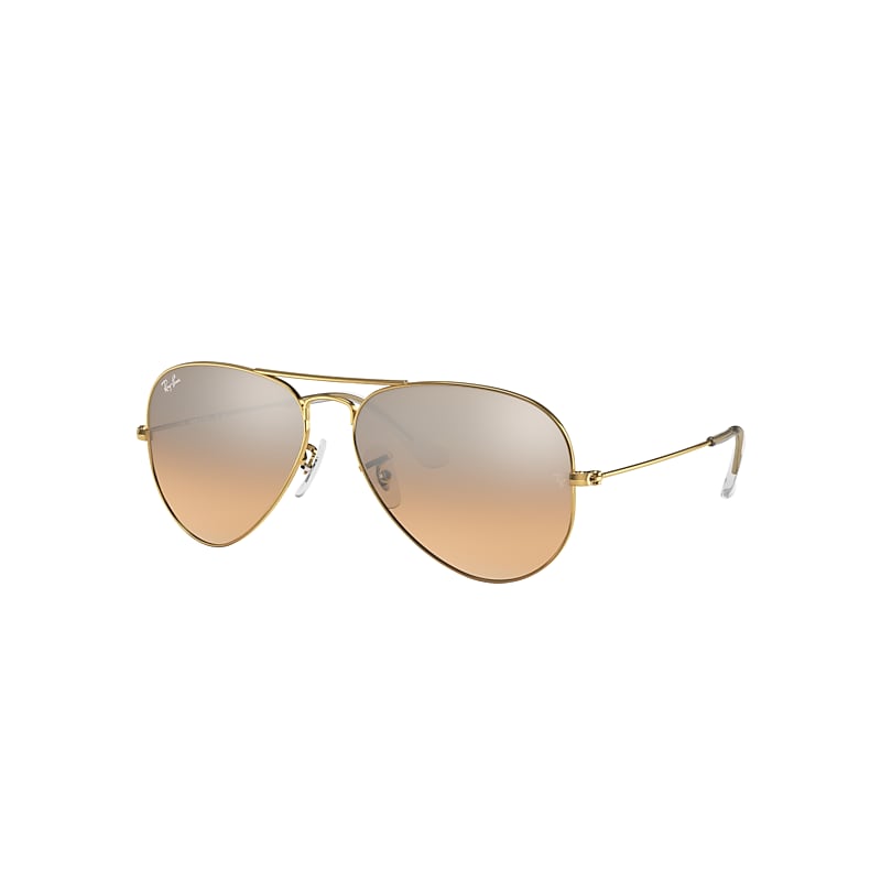 Ray-Ban Aviator Gradient Sunglasses Gold Frame Silver Lenses 55-14