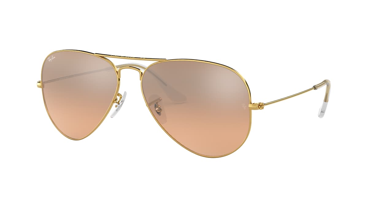 Aviator Gradient Sunglasses in Gold and Silver/Pink | Ray-Ban®