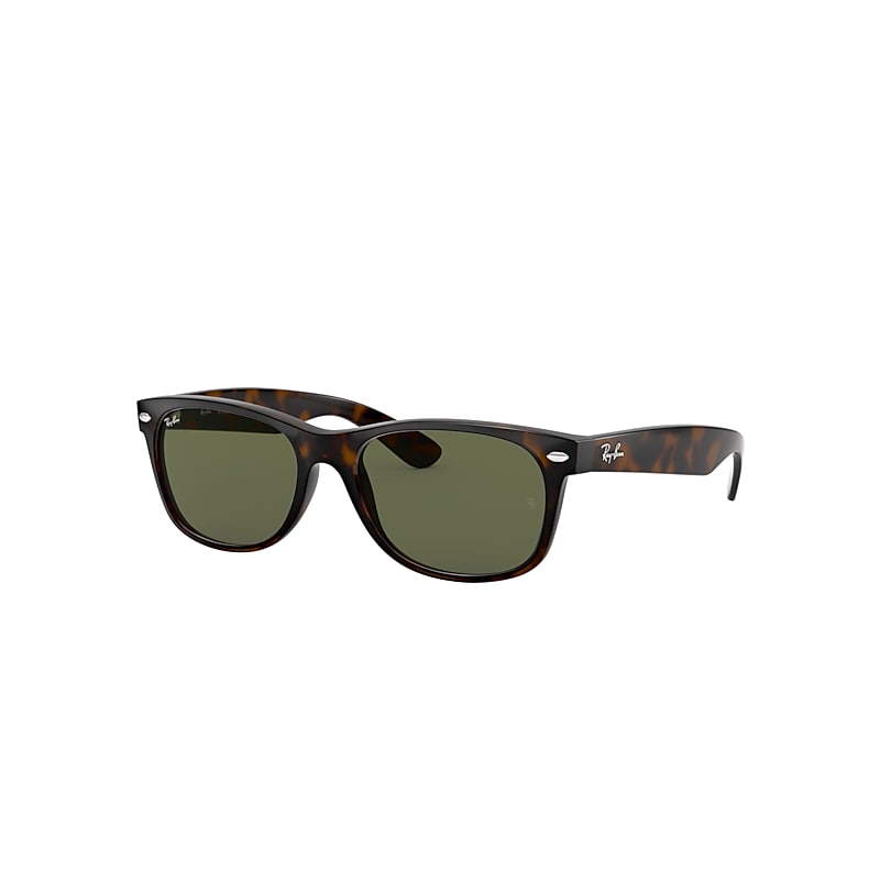 Ray-Ban New Wayfarer Classic Sunglasses Tortoise Frame Green Lenses 52-18