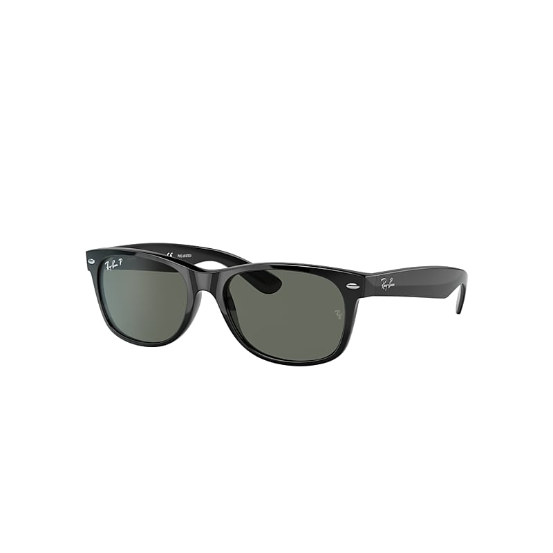 Ray-Ban New Wayfarer Classic Sunglasses Black Frame Green Lenses Polarized 55-18