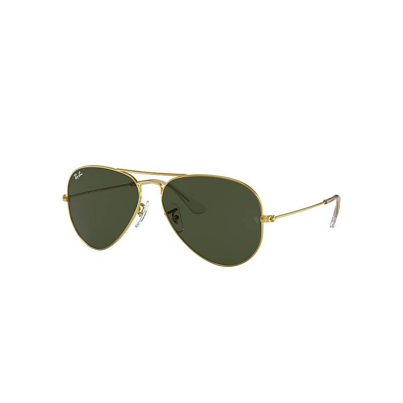 Ray-Ban Aviator Classic Sunglasses Gold Frame Green Lenses 62-14
