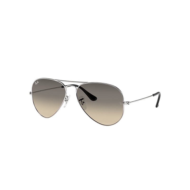 Ray-Ban Aviator Gradient Sunglasses Silver Frame Grey Lenses 55-14