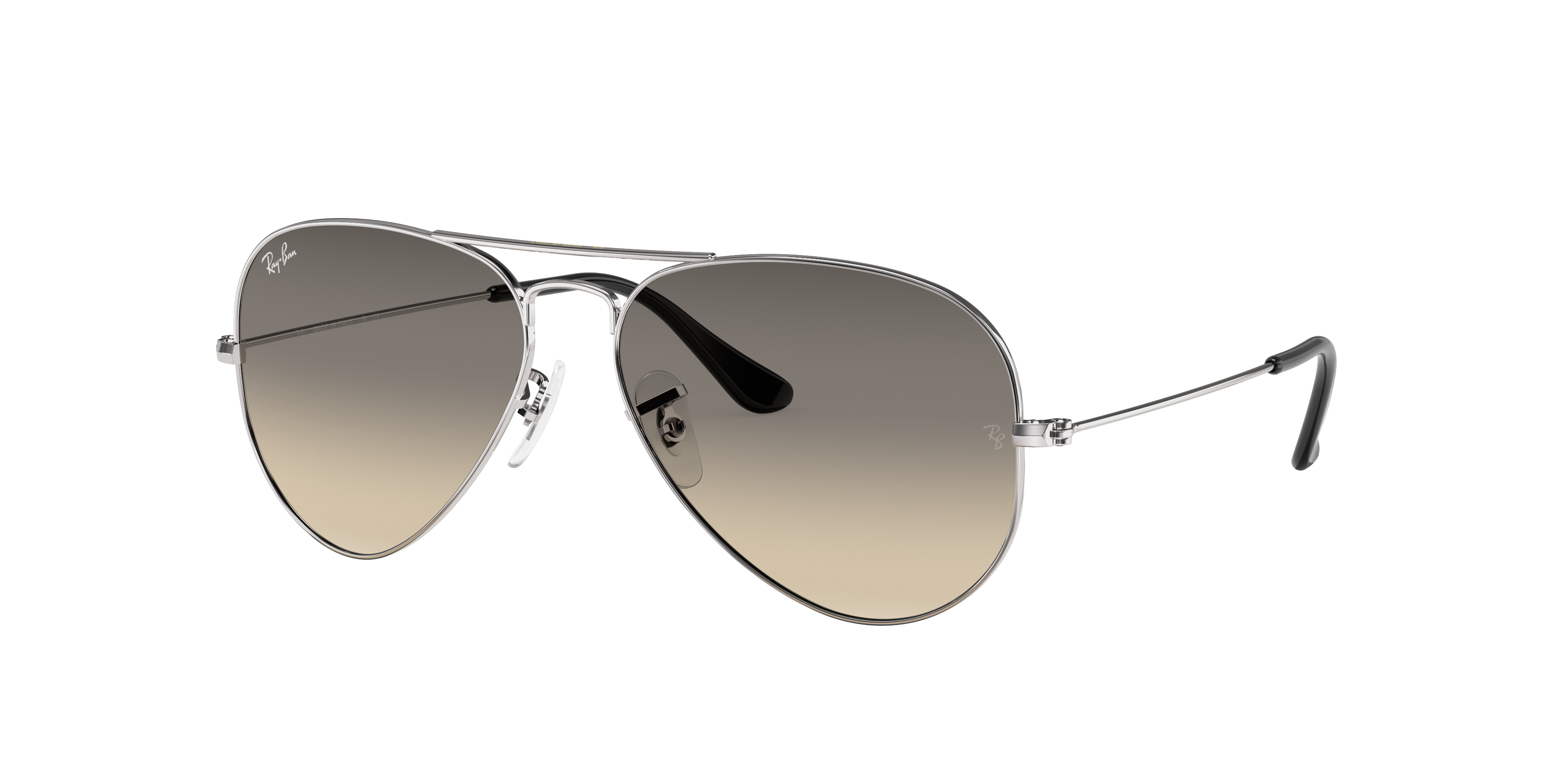 Aviator Gradient Sunglasses in Silver and Light Grey | Ray-Ban®
