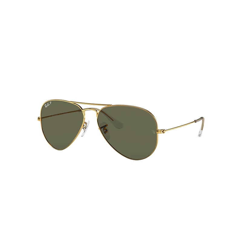 Ray-Ban Aviator Classic Sunglasses Gold Frame Green Lenses Polarized 55-14