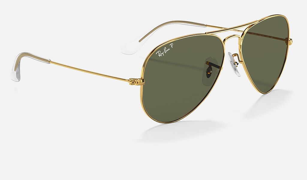 martelen Handig slim Aviator Classic Sunglasses in Gold and Green | Ray-Ban®