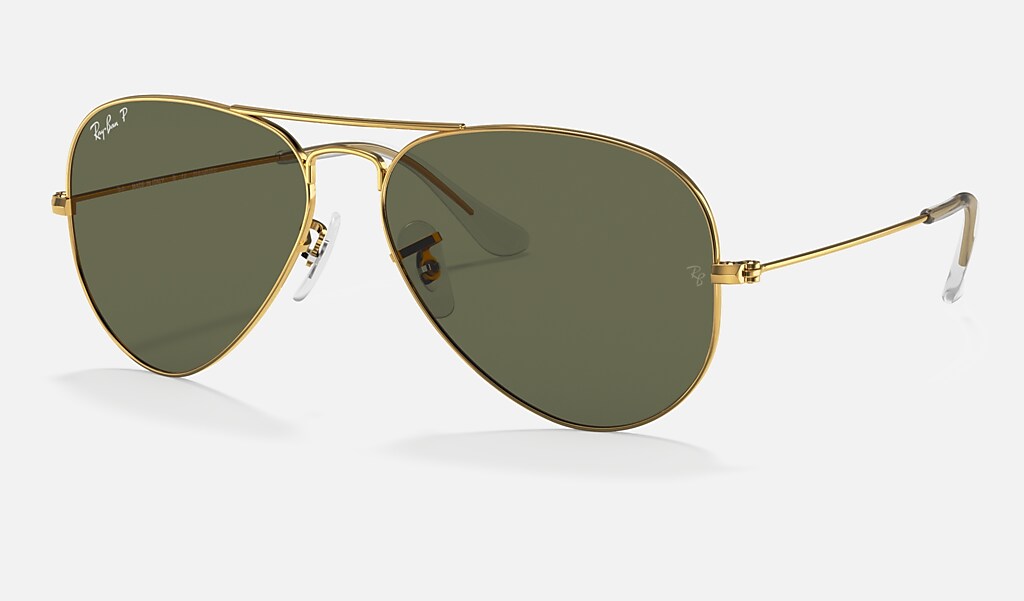 Een computer gebruiken Beukende Vaarwel Aviator Classic Sunglasses in Gold and Green | Ray-Ban®