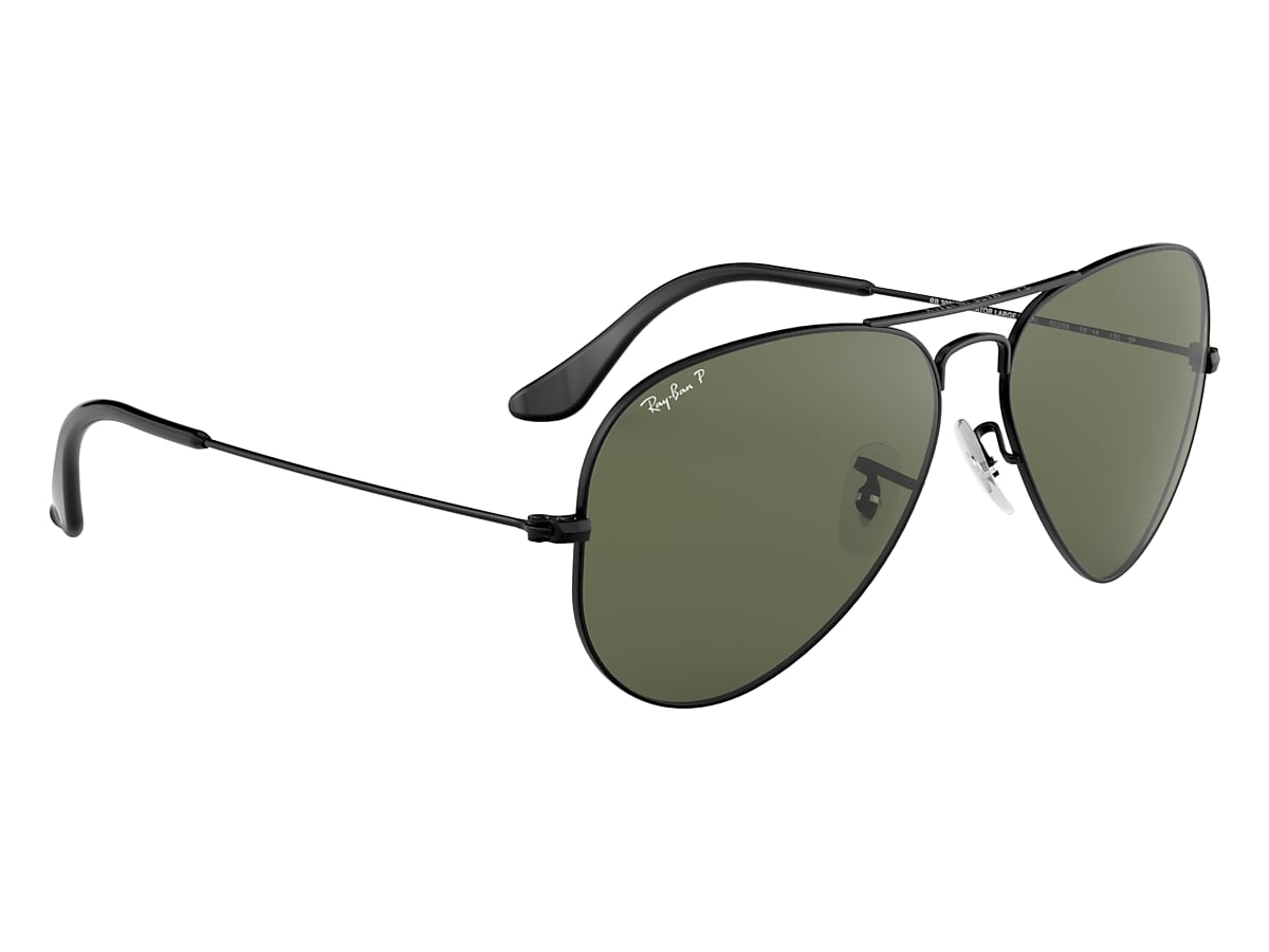 62mm ray ban aviators black best sale