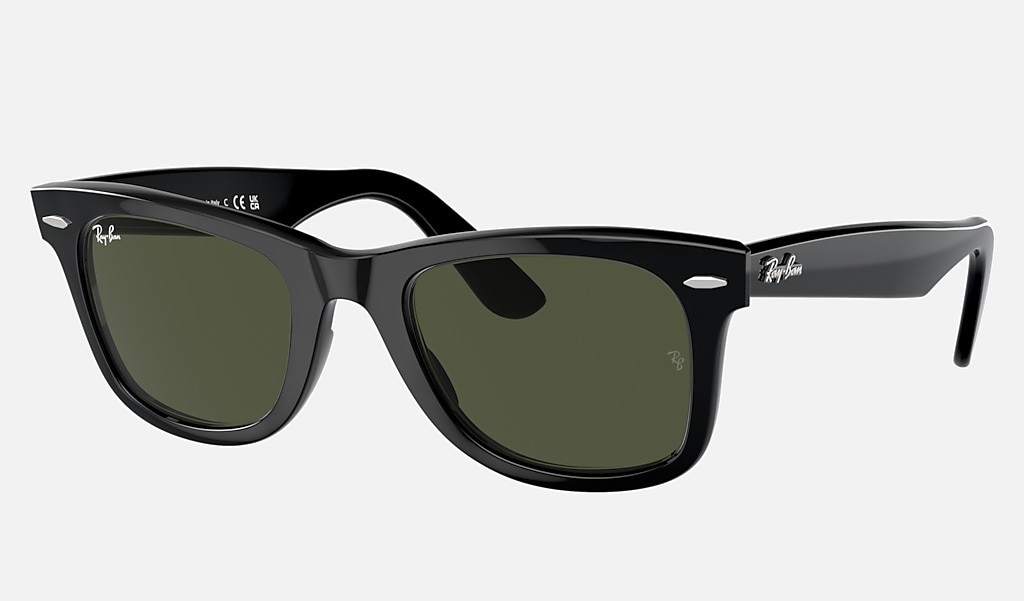Wayfarer Sunglasses in Black On Gold and G-15 Green | Ray- Ban®