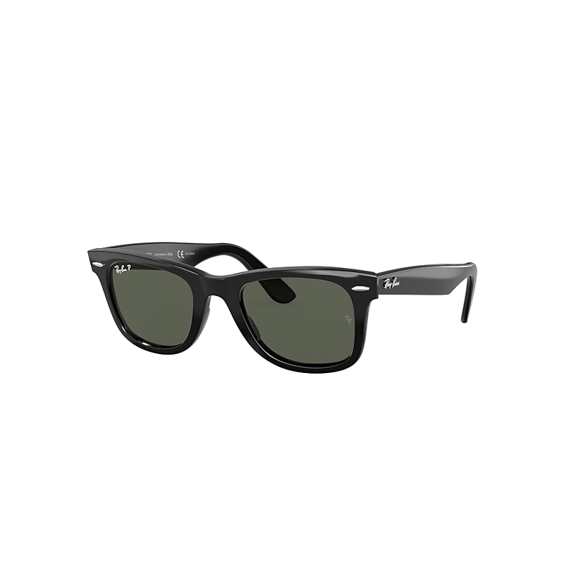 Ray-Ban Original Wayfarer Classic Sunglasses Black Frame Green Lenses Polarized 50-22