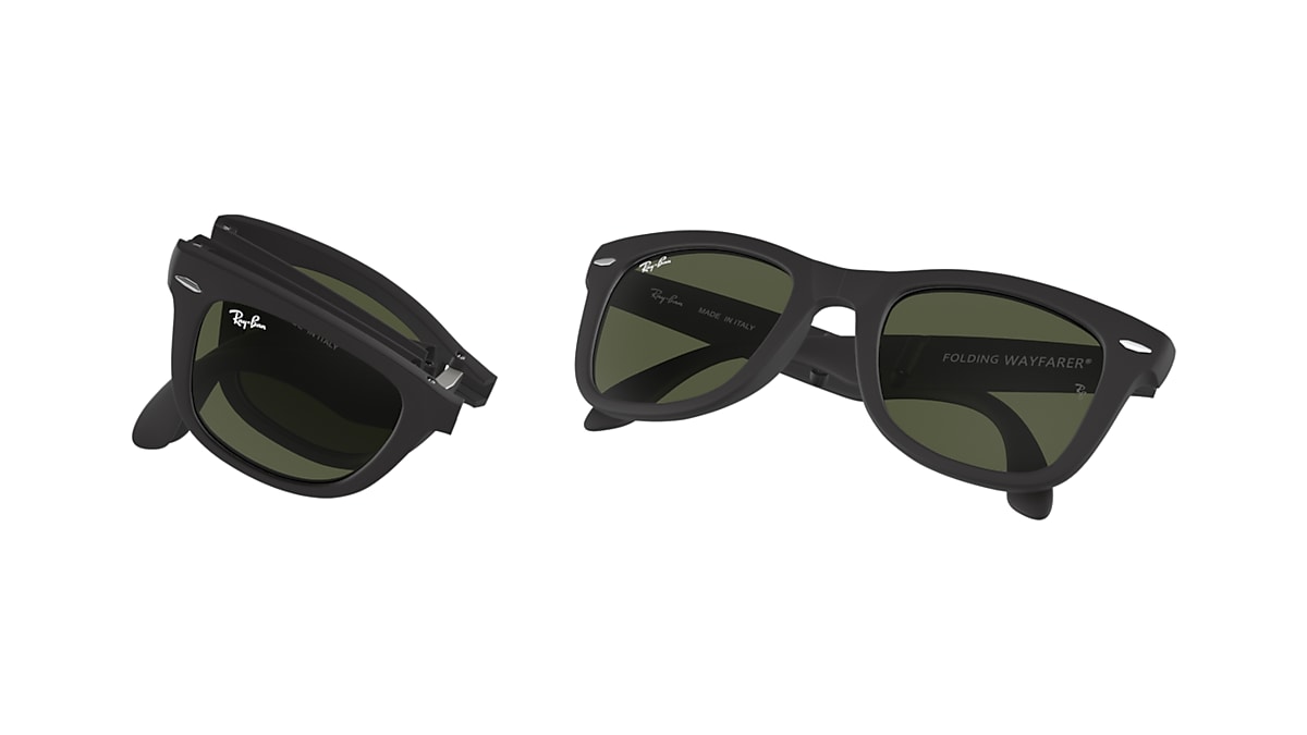 WAYFARER FOLDING CLASSIC Sunglasses in Black and Green - RB4105