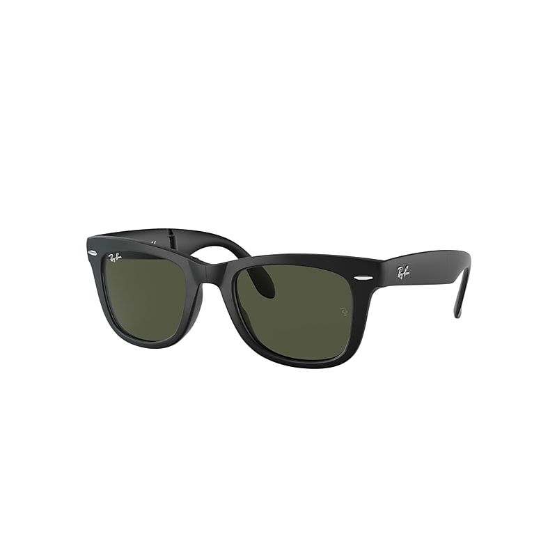 Ray-Ban Wayfarer Folding Classic Sunglasses Black Frame Green Lenses 50-22