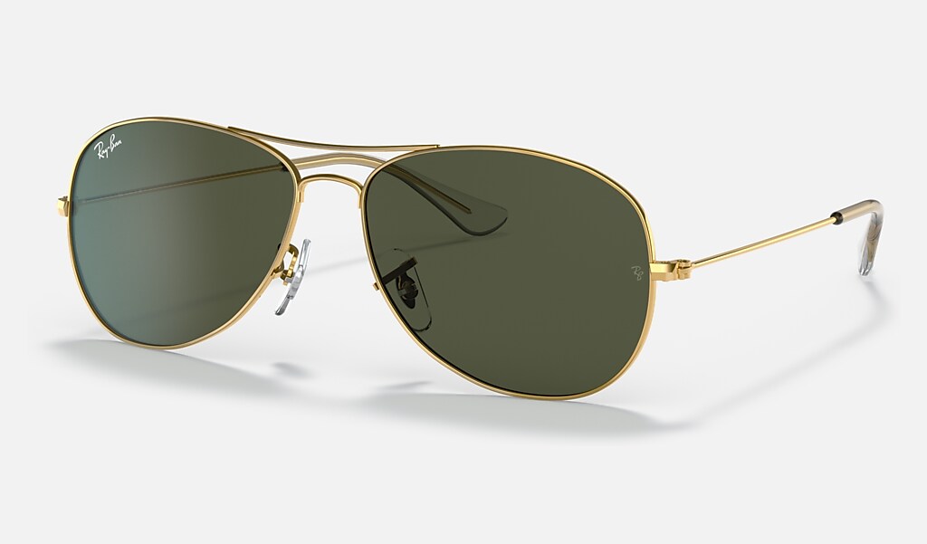 Cockpit Sunglasses in Gold and Green | Ray-Ban®