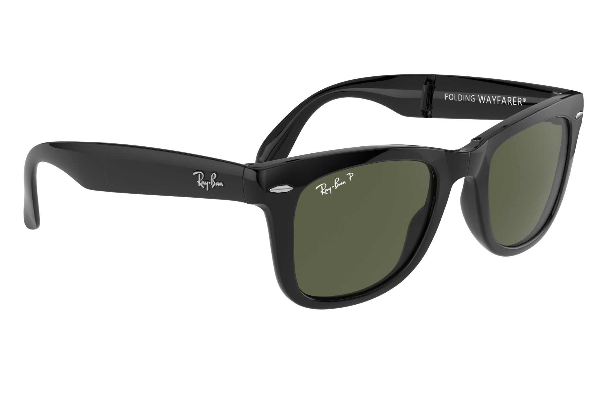 ray ban folding wayfarers rb4105 in matte black and violet mirror lenses