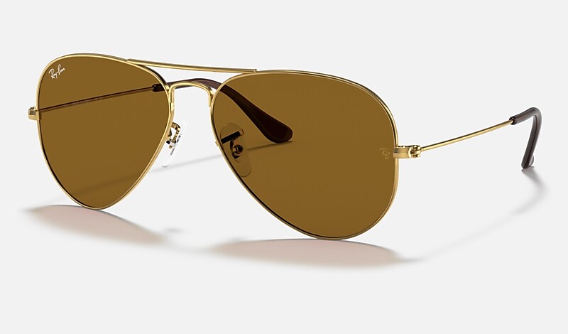 Ray-Ban Aviator Classic Sunglasses RB3025 001/33 - Polished Gold Frame - Brown Classic B-15 Lenses - 58mm