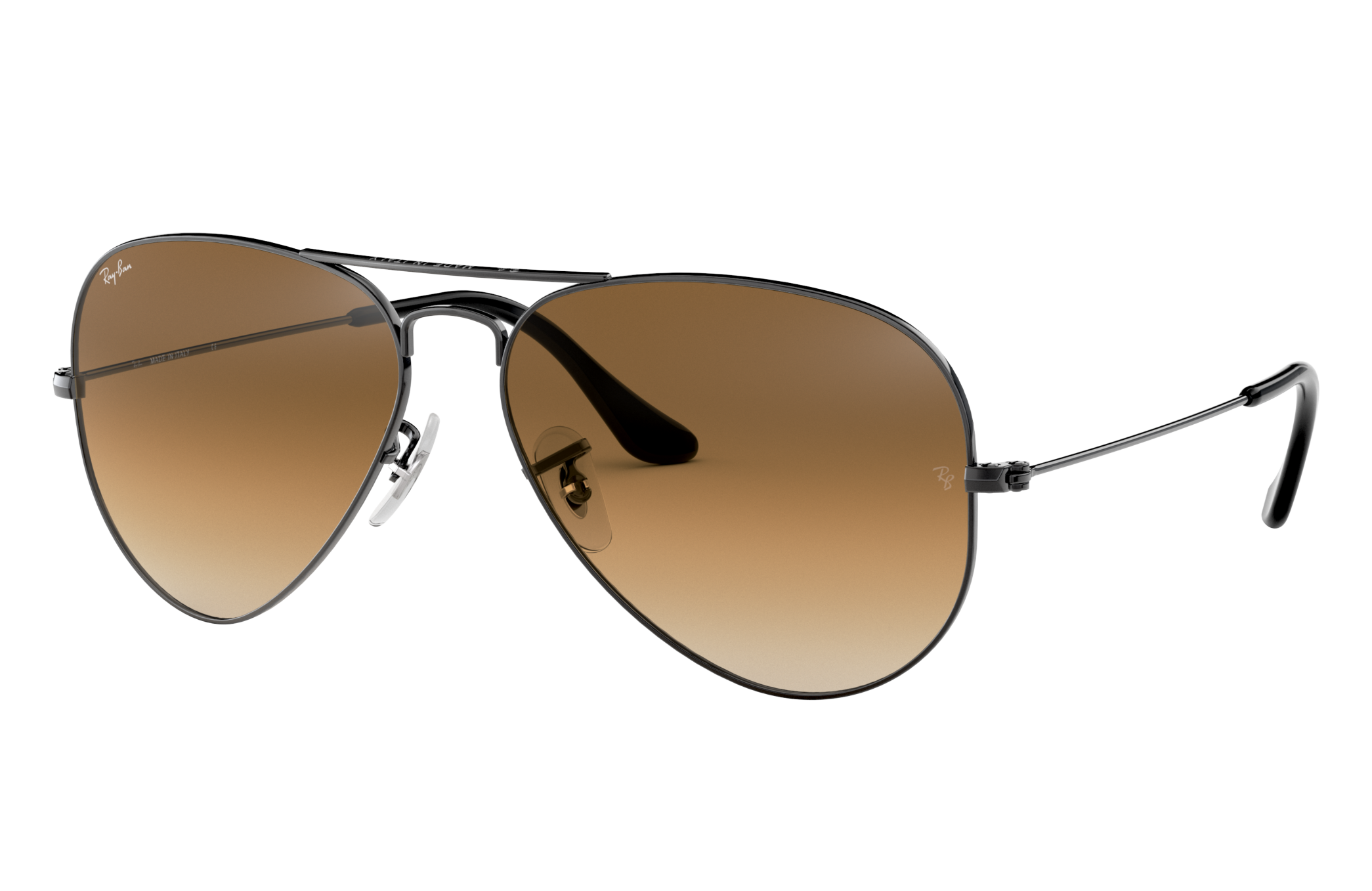 ray ban aviator black frame brown lens