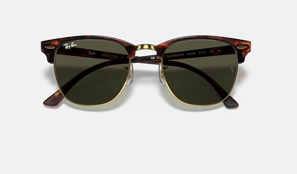 Clubmaster Classic Sunglasses In Tortoise And Green Ray Ban