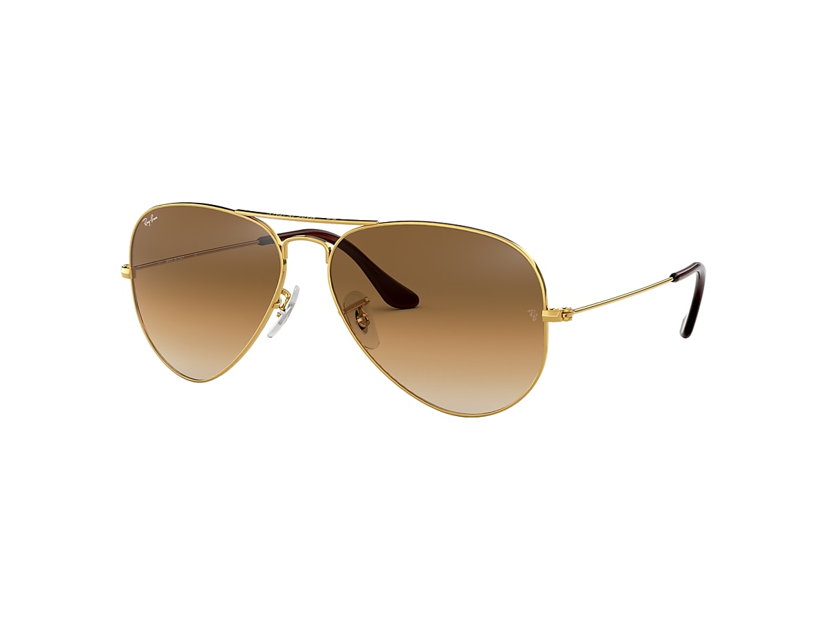 Aviator Gradient Sunglasses in Gold and Light Brown | Ray-Ban®