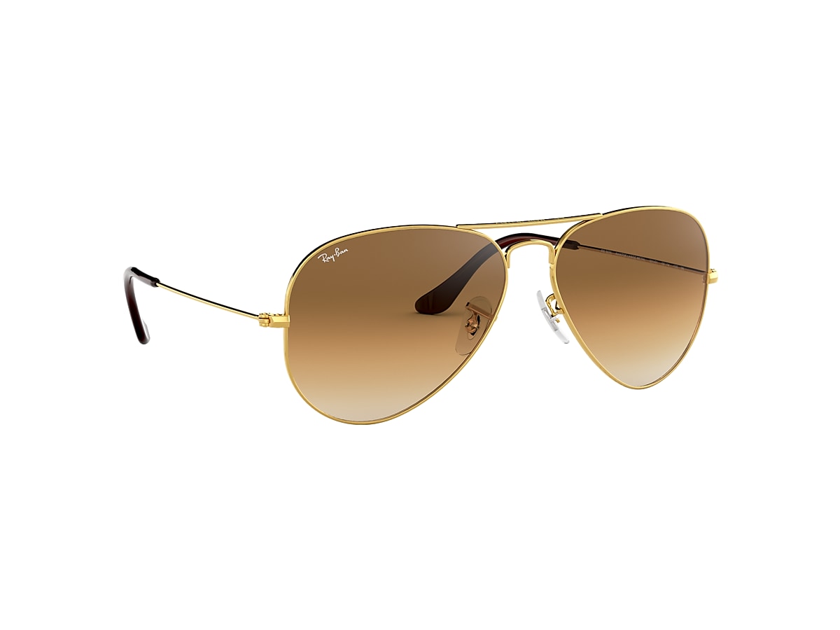 Aviator Gradient Sunglasses in Gold and Light Brown | Ray-Ban®