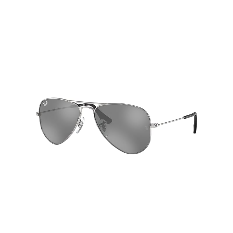 Ray-Ban Junior Aviator Kids Sunglasses Silver Frame Silver Lenses 50-13