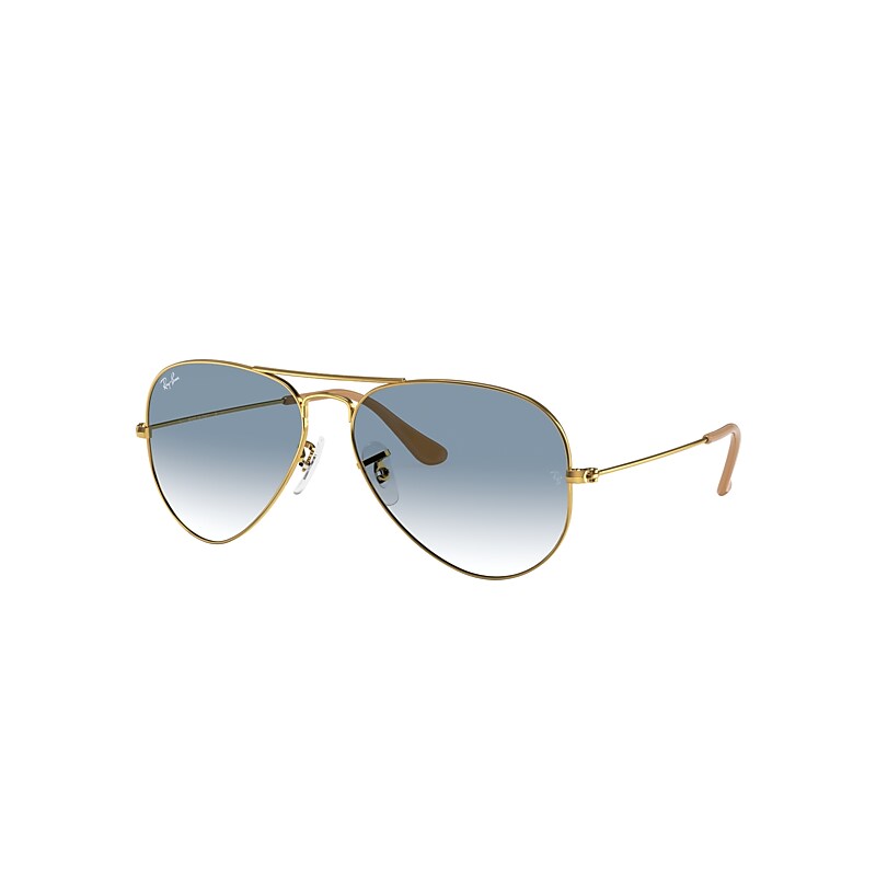 Ray-Ban Aviator Gradient Sunglasses Gold Frame Blue Lenses 58-14