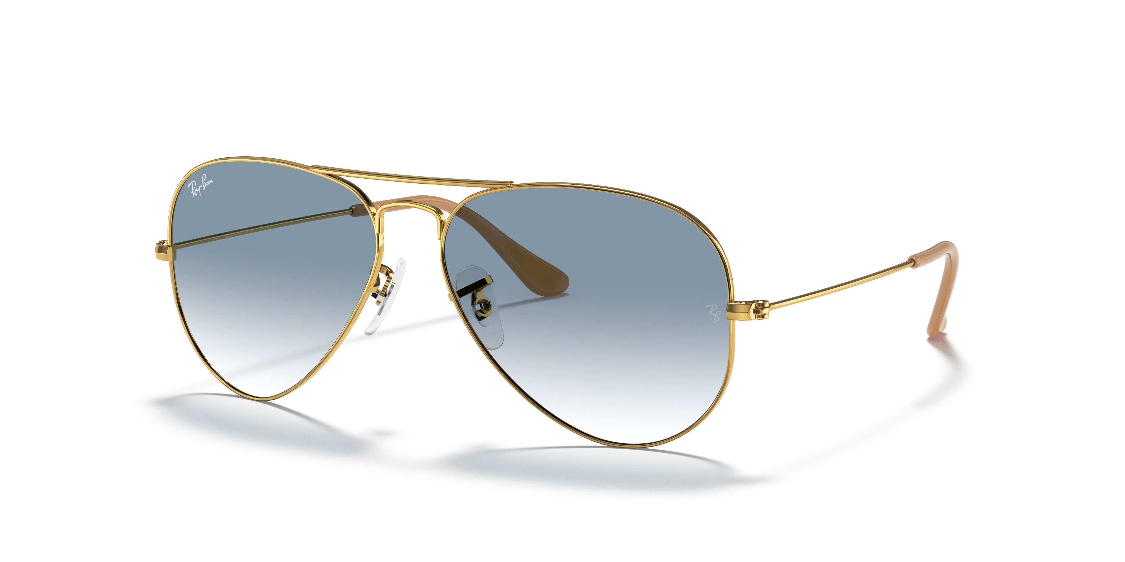 Aviator Gradient Sunglasses in Gold and Light Blue | Ray-Ban®