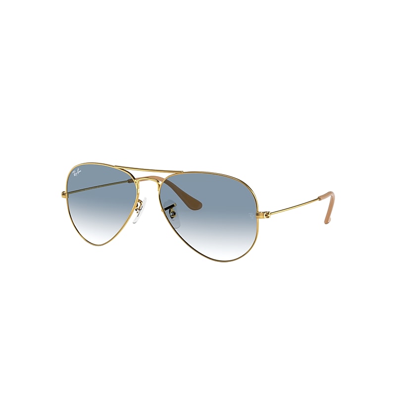 Ray-Ban Aviator Gradient Sunglasses Gold Frame Blue Lenses 62-14